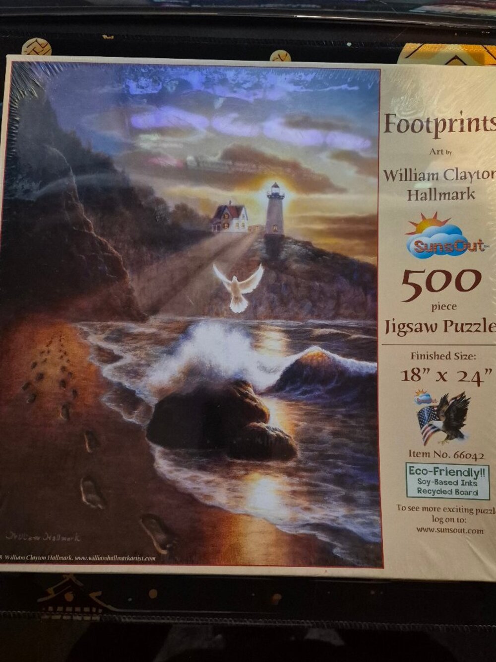 SunsOut Footprints 500 Piece Jigsaw Puzzle William Clayton Hallmark 66042 Sealed